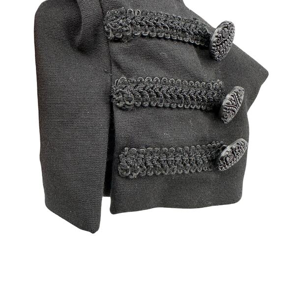 Chico’s Military Style Ruffle Trim Blazer Jacket WMNS 0 Black Open Front Button - Picture 8 of 15